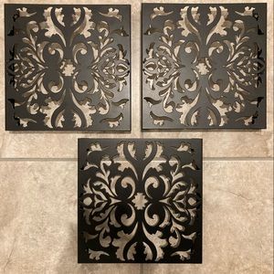 Set of 3 Umbra Floral Metal Wall Tiles - Black